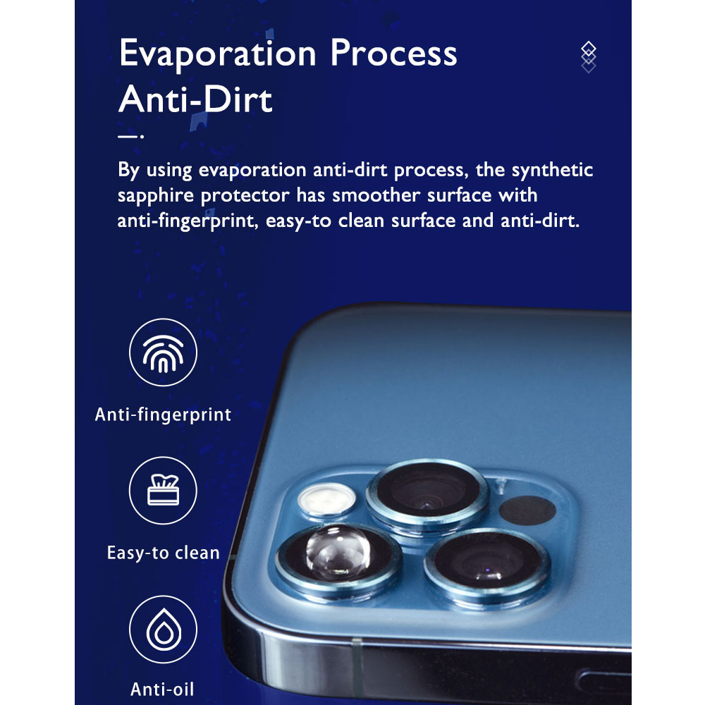 Picture of Apple iPhone 13 Pro 6.1  | Hoda Sapphire Lens Protector for iPhone 13 Pro 6.1 iPhone 13 Pro Max 6.7  (3PCS Flamed Titanium)