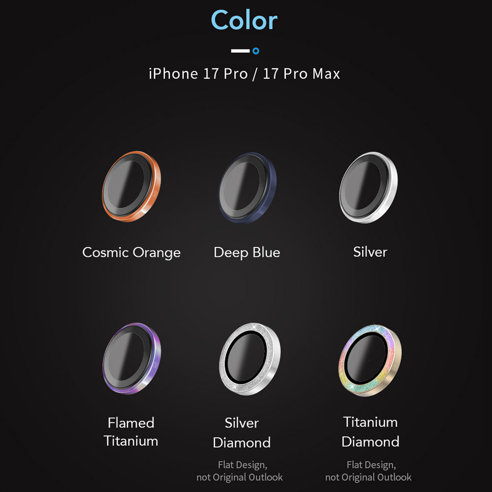 Picture of Apple iPhone 17 Pro 6.3 | Hoda Sapphire Lens Protector for iPhone 17 Pro Max 6.9 17 Pro 6.3 (3PCS Orange)