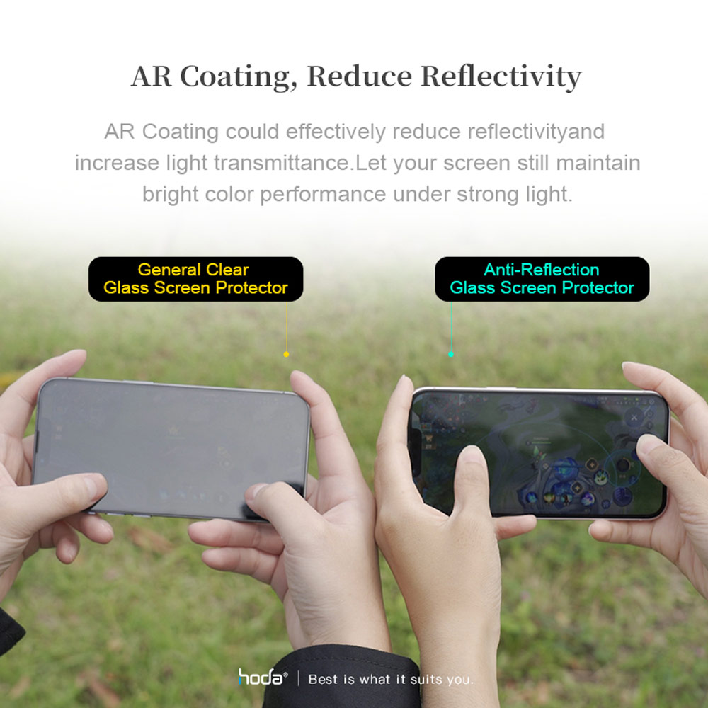 Picture of Apple iPhone 13 6.1 Screen Protector | Hoda 0.33mm 2.5D Full Coverage Tempered Glass Screen Protector for Apple iPhone 13 iPhone 13 Pro 6.1 (Anti Reflection)