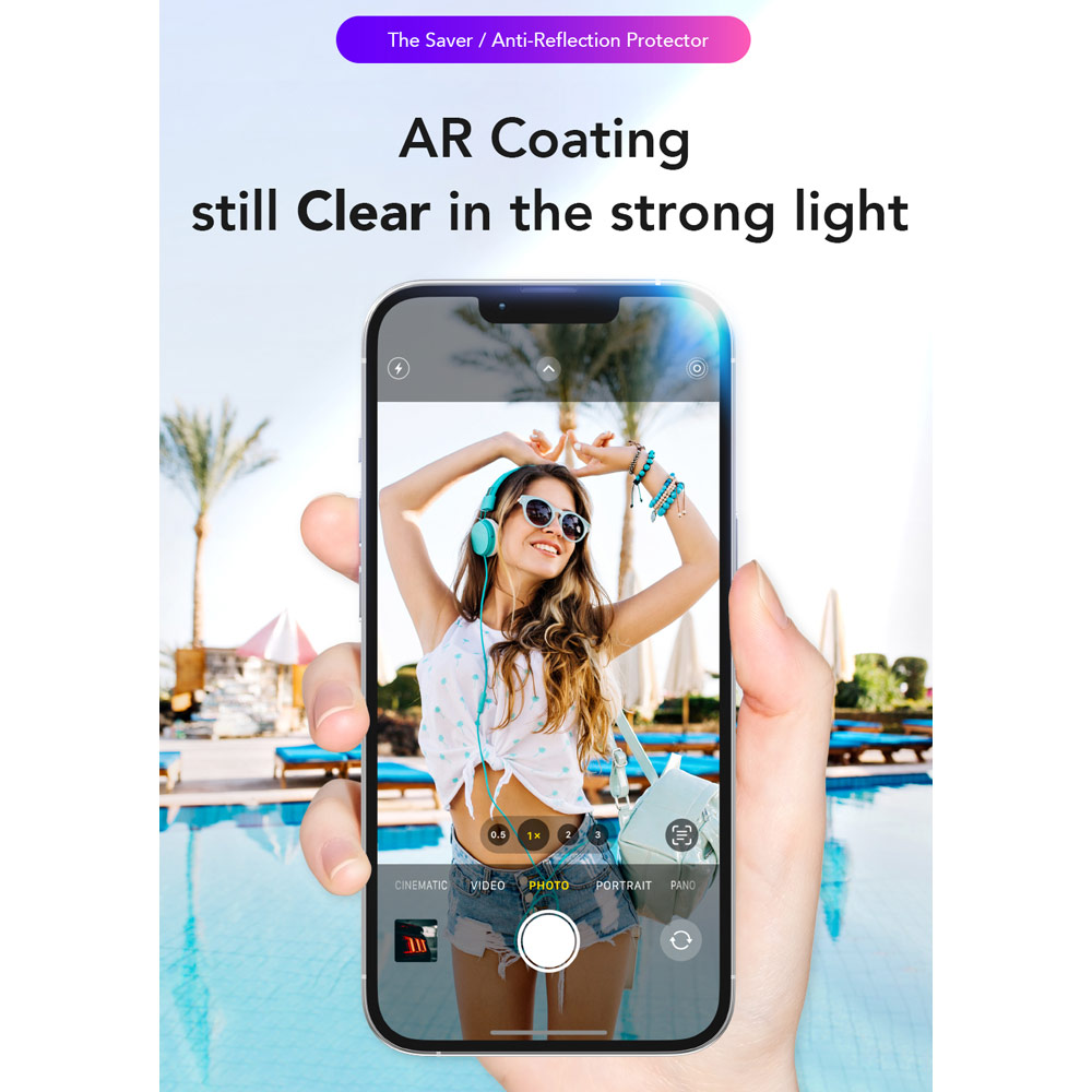 Picture of Apple iPhone 16 Pro 6.3 Screen Protector | Hoda Anti Reflection Full Coverage Tempered Glass Screen Protector for iPhone 17 iPhone 16 Pro 6.3 (Anti Reflection)