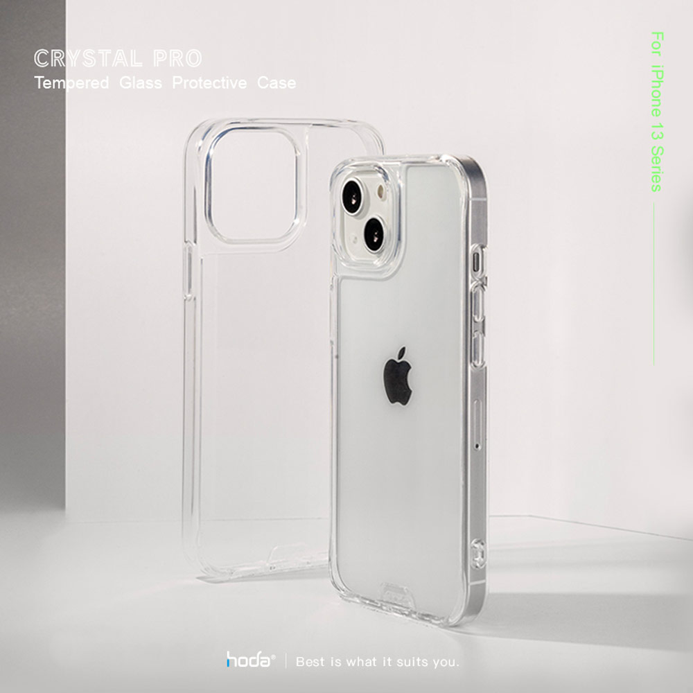 Picture of Apple iPhone 13 Pro Max 6.7 Case | Hoda Military CRYSTAL PRO 3D TEMPERED GLASS BACKPLATE Drop Protection PROTECTIVE Case for Apple iPhone 13 Pro Max 6.7 (Crystal Clear Black)