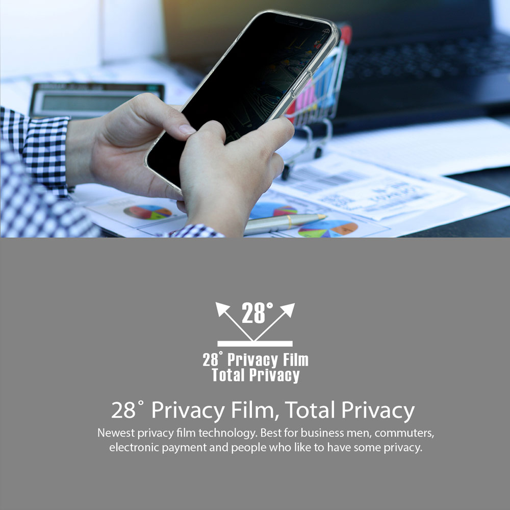 Picture of Apple iPhone 13 6.1 Screen Protector | Hoda 0.33mm 2.5D Full Coverage Tempered Glass Screen Protector for Apple iPhone 13 iPhone 13 Pro 6.1 (Anti Peeper Anti View)