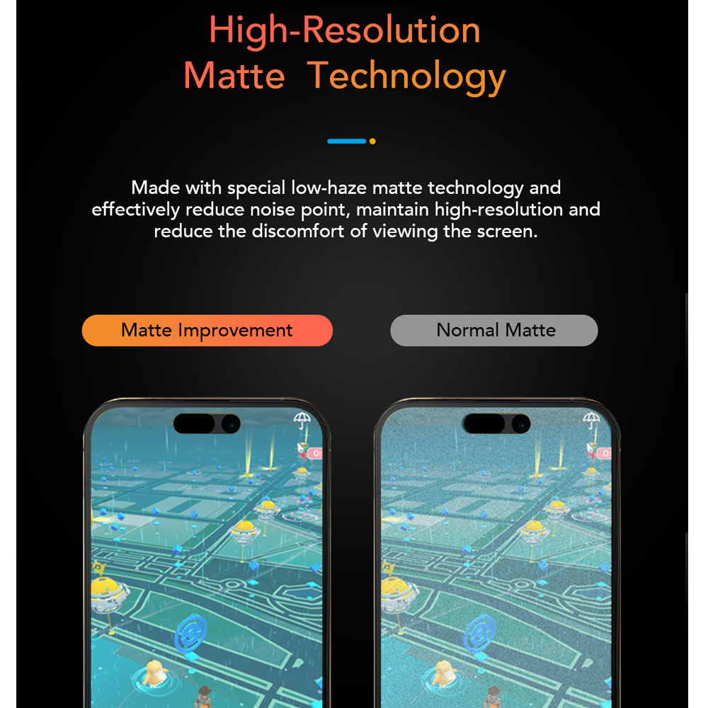 Picture of Apple iPhone 15 6.1 Screen Protector | Hoda 0.33mm 2.5D Full Coverage Gamer Matte Tempered Glass Screen Protector for Apple iPhone 16 6.1 iPhone 15 6.1 (Matte)