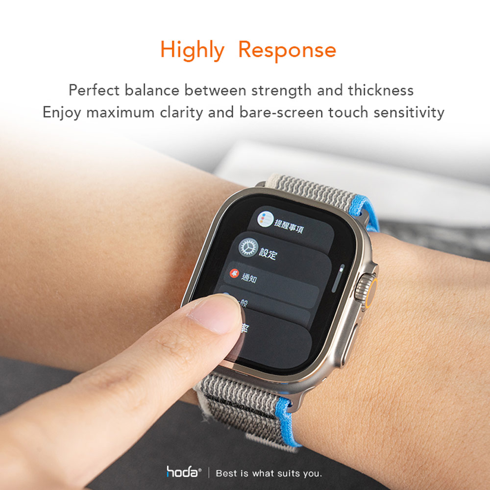 Picture of Apple Watch 49mm	Ultra  | Hoda Bezel Frame Clear Watch Protector with Titanium Alloy Protective Frame for Apple Watch 49mm Ultra Ultra 2 Ultra 3 (Matte Silver)