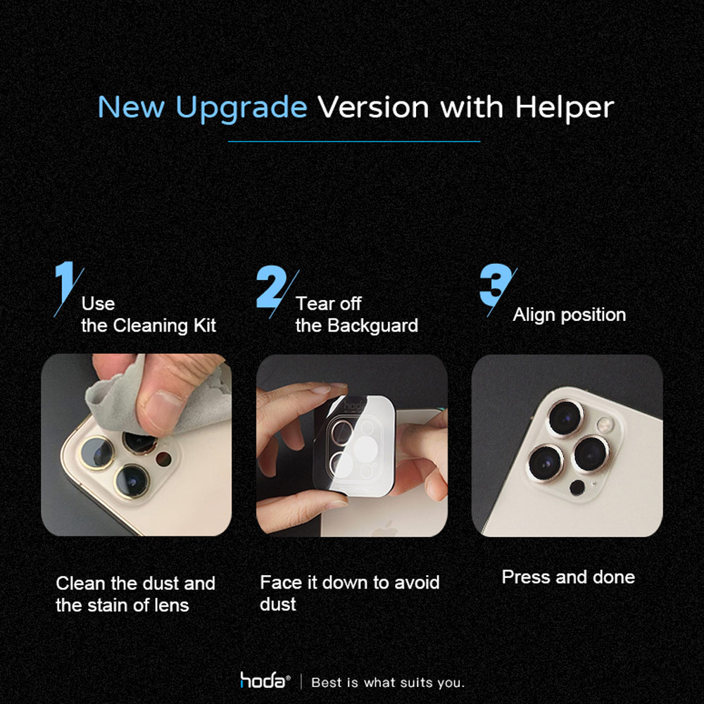 Picture of Apple iPhone 14 Pro Max 6.7  | Hoda Sapphire Lens Protector for iPhone 14 Pro 6.1 iPhone 14 Pro Max 6.7  (3PCS Graphite)