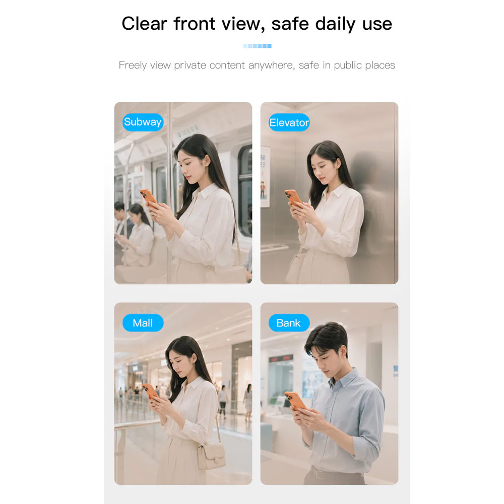 Picture of Apple iPhone 18 Pro Screen Protector | Hoda Full Coverage Tempered Glass Screen Protector for iPhone 18 Pro with Dust-Free Helper - Privacy 4 ways