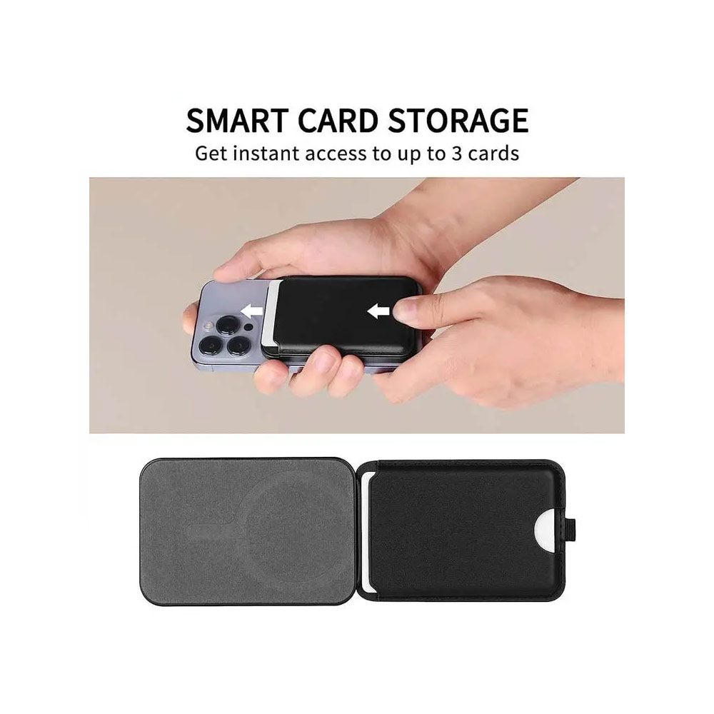 Picture of Apple iPhone 15 Pro Max 6.7  | iLex Premium PU Leather Snap Magnetic Magsafe Compatible Wallet and Stand Kickstand Card Holder Phone Stand PU Leather (Navy)