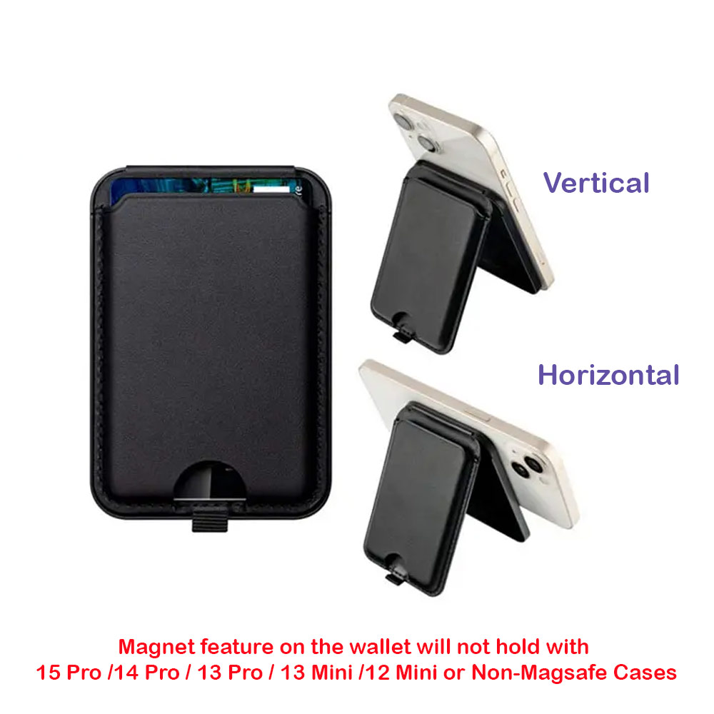 Picture of Apple iPhone 15 Pro Max 6.7  | iLex Premium PU Leather Snap Magnetic Magsafe Compatible Wallet and Stand Kickstand Card Holder Phone Stand PU Leather (Navy)