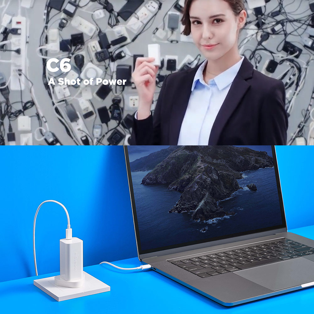 Picture of Innergie C6 60W PD PPS USB-C Power Delivery Fast Charge Small Compact Mini Wall Charger UK with Cable TIP for Asus HP Lenovo Dell Acer Laptop Notebook