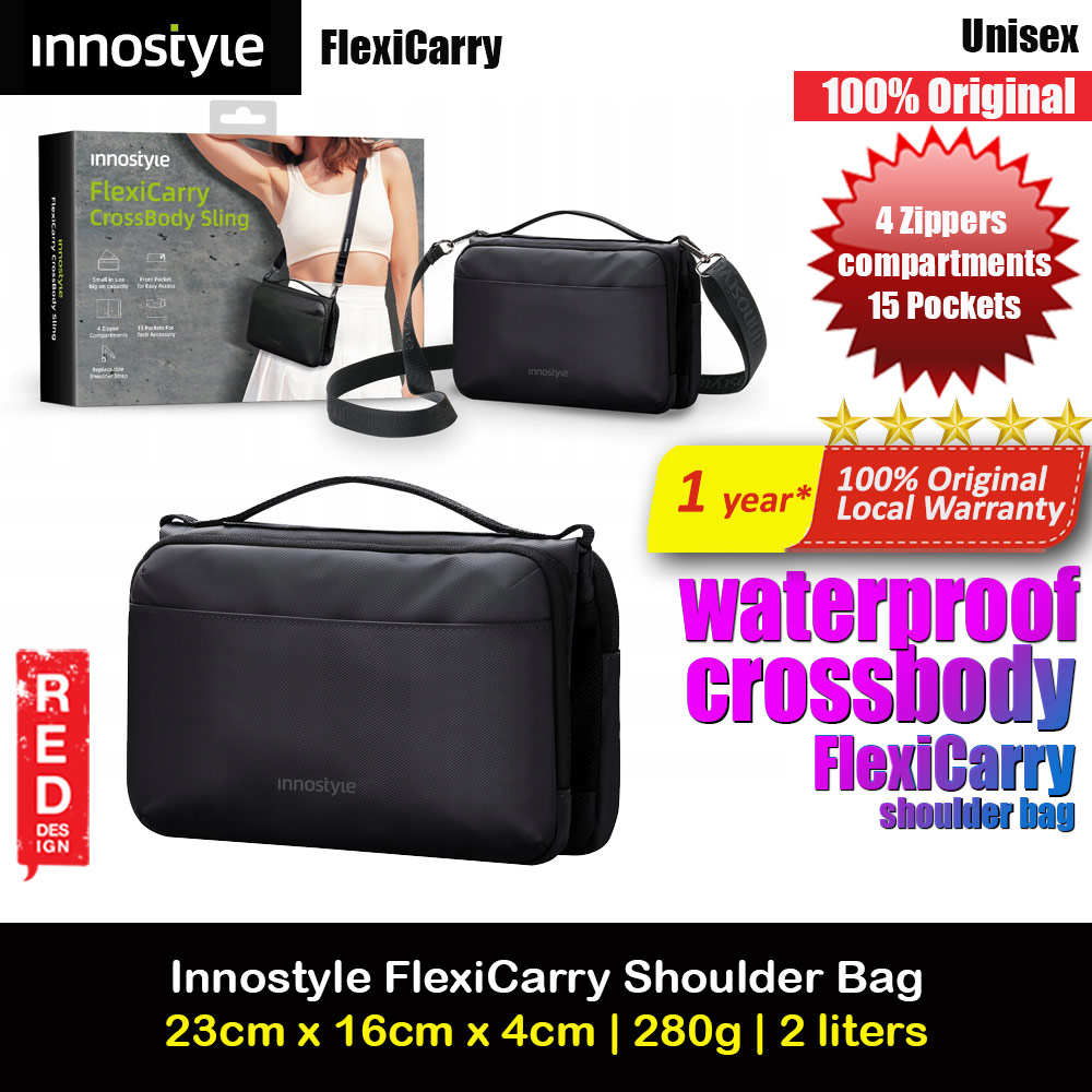 Picture of Innostyle FlexiCarry Crossbody Sling Shoulder Hand Carry Urban Style Bag Travel Bag (Classic Black) Red Design- Red Design Cases, Red Design Covers, iPad Cases and a wide selection of Red Design Accessories in Malaysia, Sabah, Sarawak and Singapore 