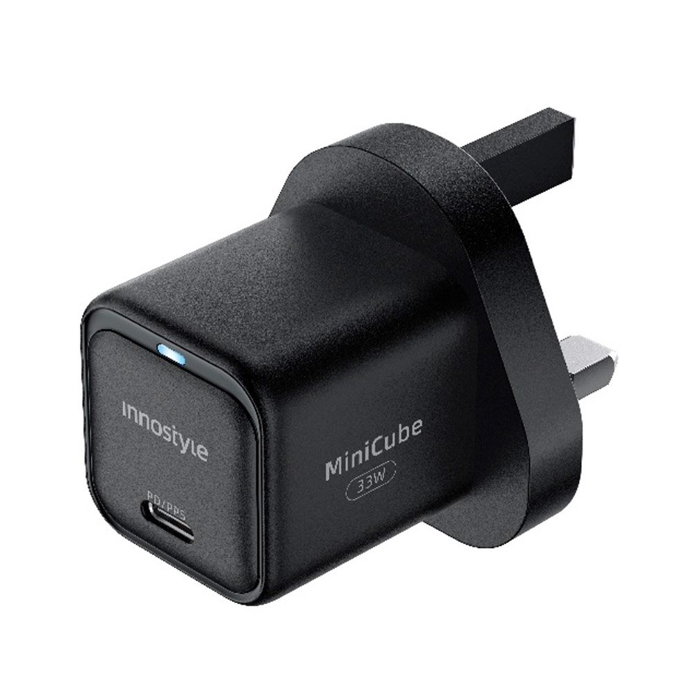 Picture of Innostyle Mini Cube GanII 33W USB-C Wall Charger Smartphone Tablet Small laptops USB-C devices ( Black UK)