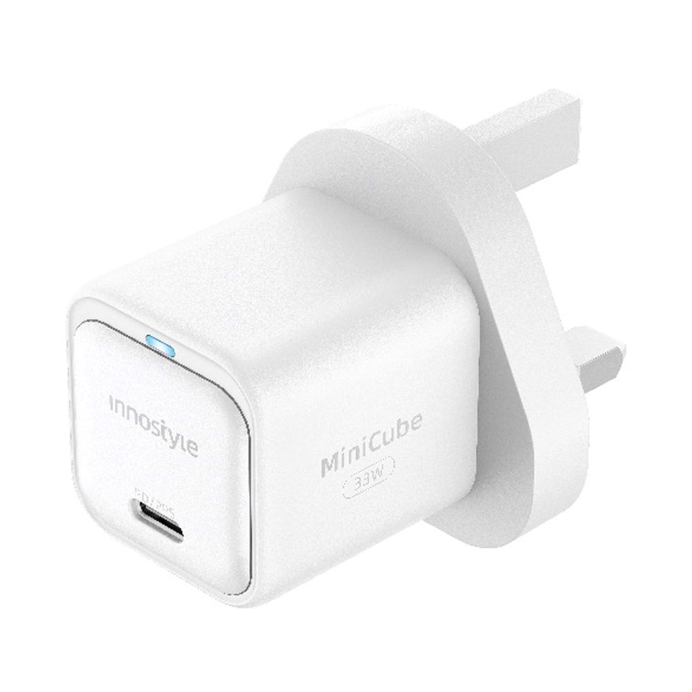Picture of Innostyle Mini Cube GanII 33W USB-C Wall Charger Smartphone Tablet Small laptops USB-C devices ( White UK)
