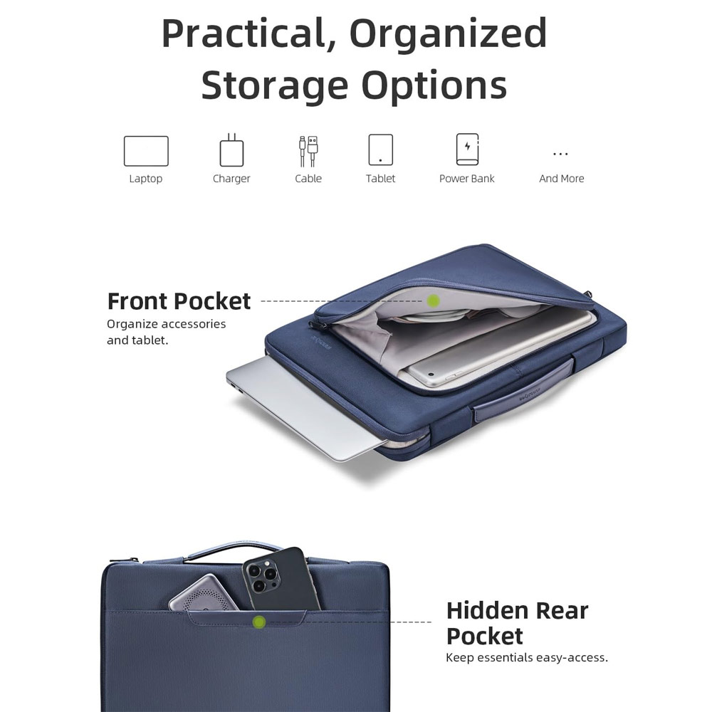 Picture of Innostyle Omiprotect Carrying Sleeve Shock Proof Laptop Notebook Sleeve with Front Compartment for up to 14 inches Laptop (Midnight Blue)