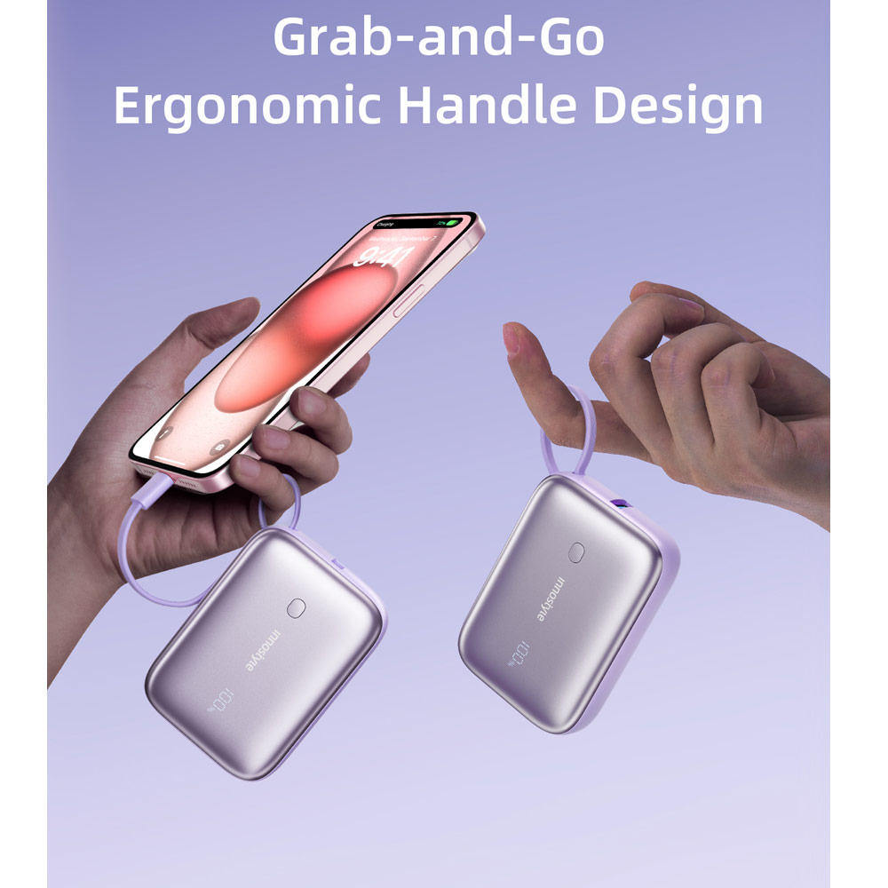 Picture of Innostyle PowerGo Mini Plus 10000mAh with USB-C input output USB-A Output Fast Charge PowerBank with USB-C Build in Cable (Blue)