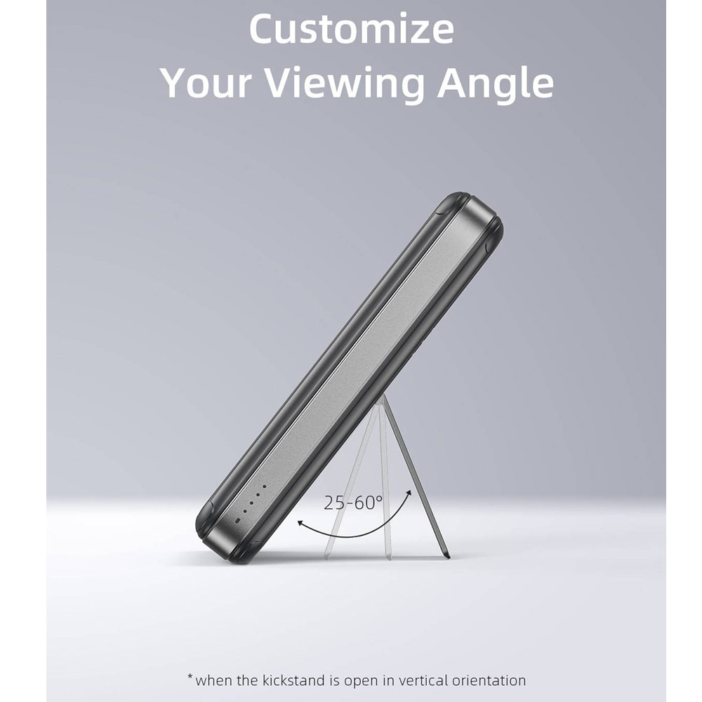 Picture of Innostyle PowerMag Switch 2 in 1 Standable Magnetic Wireless Charging with USB-C input output Fast Charge PowerBank  (Black)