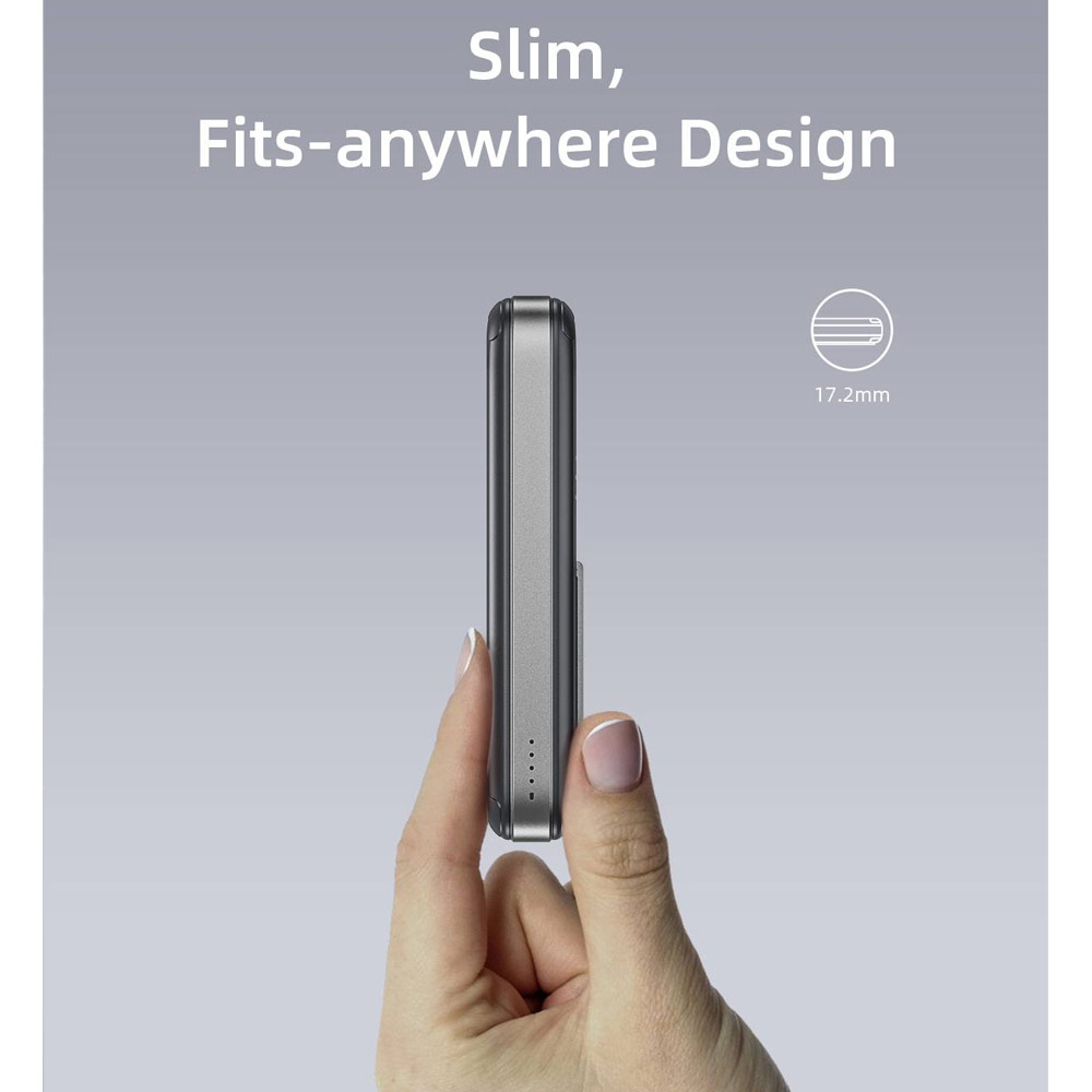 Picture of Innostyle PowerMag Switch 2 in 1 Standable Magnetic Wireless Charging with USB-C input output Fast Charge PowerBank  (Black)