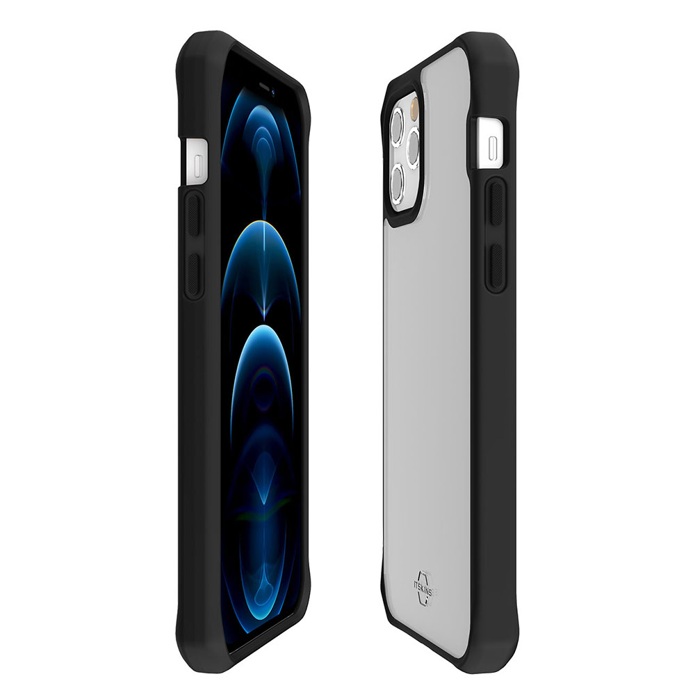 Picture of Apple iPhone 12 Pro Max 6.7 Case | ITSKINS HYBRID SOLID ANTIMICROBIAL Certified Antishock Protection Case for Apple iPhone 12 Pro Max 6.7 (Plain Black transparent)