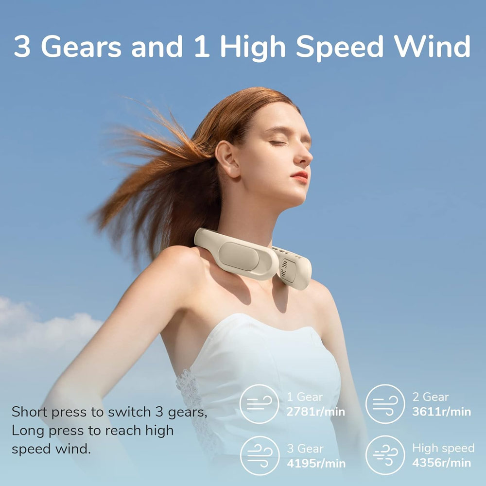 Picture of JISULIFE Malaysia Portable Turbo Dual Air Neck Fan Pro Hands Free Bladeless Fan 4500 mAh Battery Operated Wearable Personal Fan Rechargeable Long Hours Fan for Running Badminton Indoor Court Concert Picnic Camping Outdoor Activity FA35 (Bright Brown)