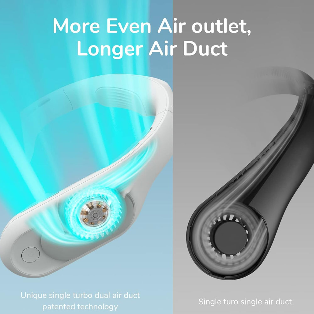 Picture of JISULIFE Malaysia Portable Turbo Dual Air Neck Fan Pro Hands Free Bladeless Fan 4500 mAh Battery Operated Wearable Personal Fan Rechargeable Long Hours Fan for Running Badminton Indoor Court Concert Picnic Camping Outdoor Activity FA35 (Grey)