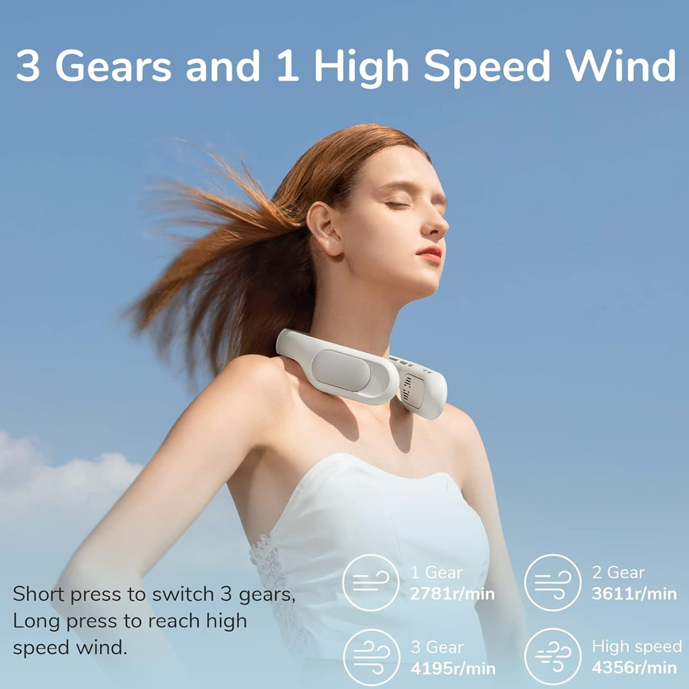 Picture of JISULIFE Malaysia Portable Turbo Dual Air Neck Fan Pro Hands Free Bladeless Fan 4500 mAh Battery Operated Wearable Personal Fan Rechargeable Long Hours Fan for Running Badminton Indoor Court Concert Picnic Camping Outdoor Activity FA35 (Grey)