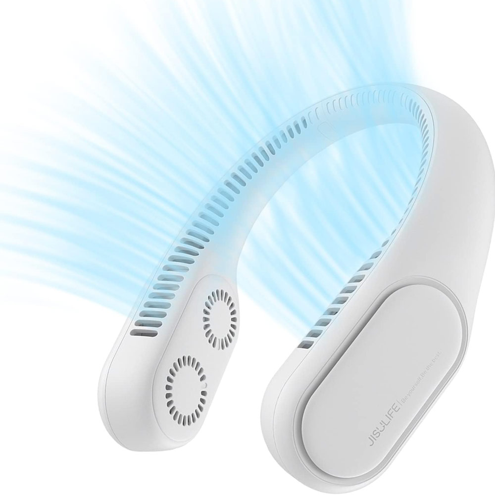 Picture of JISULIFE Malaysia 4 Turbo Bladeless Neck Cooler Portable Neck Fan Hands Free Bladeless Fan 4000mAh Battery Operated Wearable Personal Fan Leafless Rechargeable Headphone Design USB Powered Desk Fan 3 Speeds for Running Badminton Indoor Court Concert Picnic Camping Outdoor Activity FA12R (Grey)