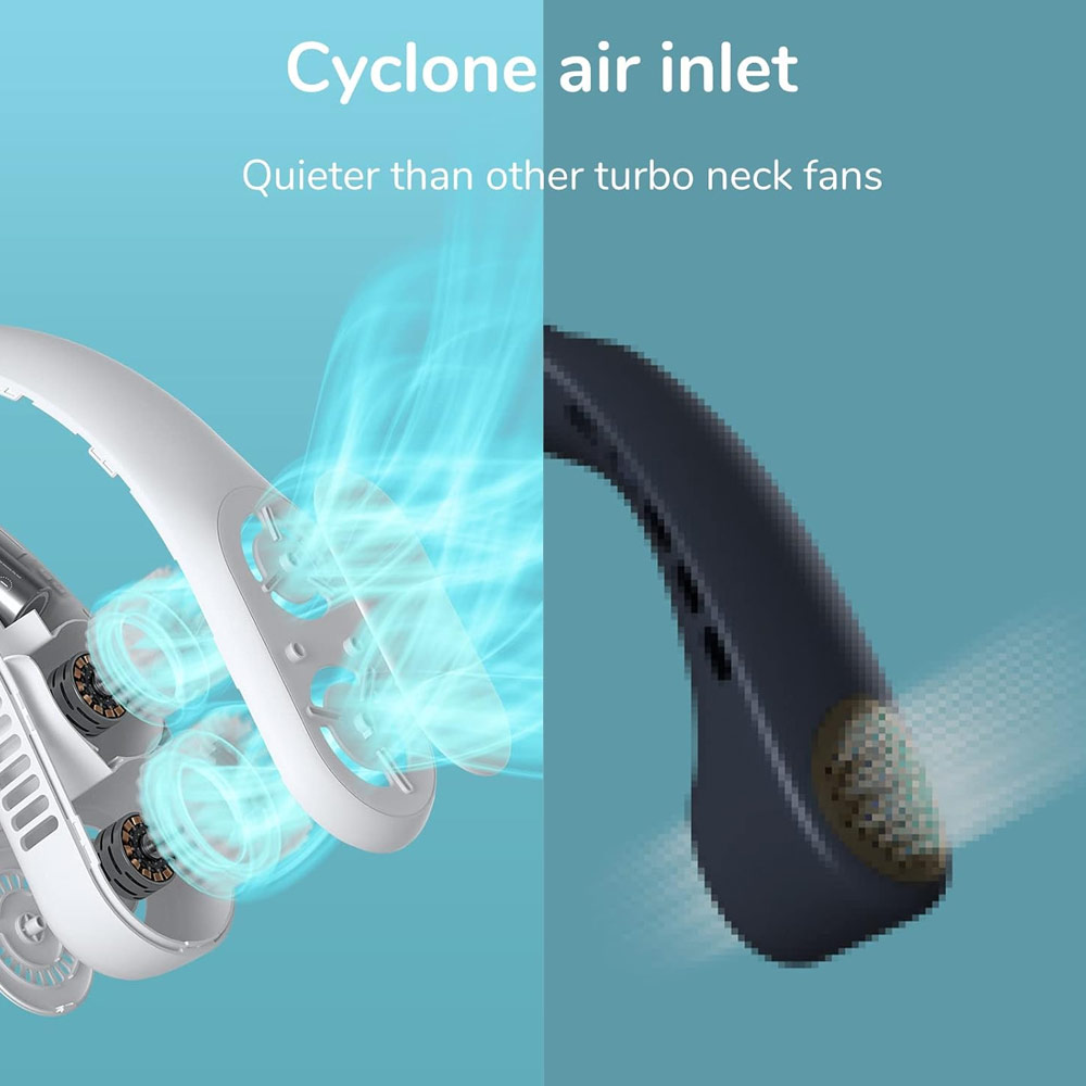 Picture of JISULIFE Malaysia 4 Turbo Bladeless Neck Cooler Portable Neck Fan Hands Free Bladeless Fan 4000mAh Battery Operated Wearable Personal Fan Leafless Rechargeable Headphone Design USB Powered Desk Fan 3 Speeds for Running Badminton Indoor Court Concert Picnic Camping Outdoor Activity FA12R (Grey)