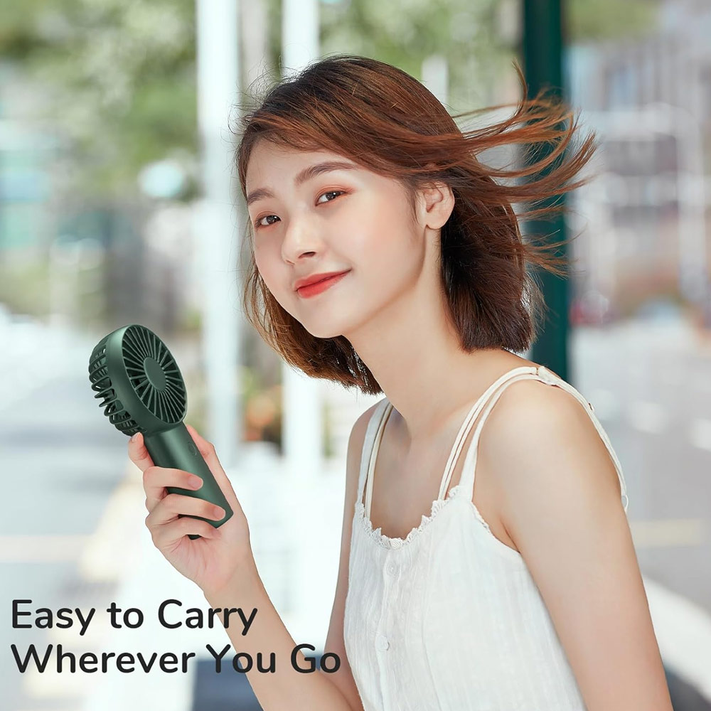 Picture of Jisulife Malaysia 3 Speed Wind Handheld Fan Portable Rechargeble 4000mAh Fan Kipas for Home Office Travel Outdoor Indoor Activity (Green)