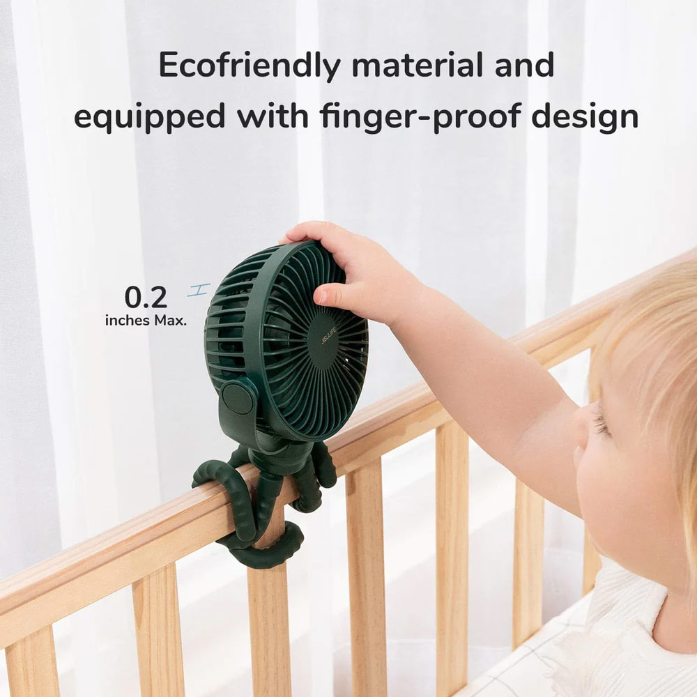 Picture of Jisulife Malaysia Child Baby Safe Low Noise Stroller Car Seat Rotatable Flexible Tripod Rechargeable Fan FA24  (White)