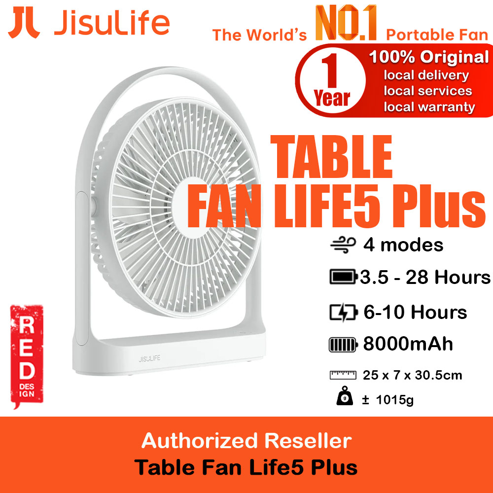 Picture of JISULIFE Malaysia Desk Fan Portable Timer Setting Rotation Desktop Fan 8000mAh USB-C Rechargeable Electric Table Fan for Office Room Travel Outdoor Indoor Picnic Life 5Plus FA27 (Light Grey) Red Design- Red Design Cases, Red Design Covers, iPad Cases and a wide selection of Red Design Accessories in Malaysia, Sabah, Sarawak and Singapore 