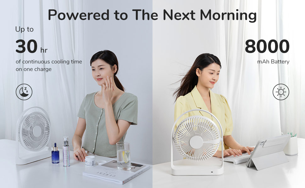 Picture of JISULIFE Malaysia Desk Fan Portable Timer Setting Rotation Desktop Fan 8000mAh USB-C Rechargeable Electric Table Fan for Office Room Travel Outdoor Indoor Picnic Life 5Plus FA27 (Light Grey)