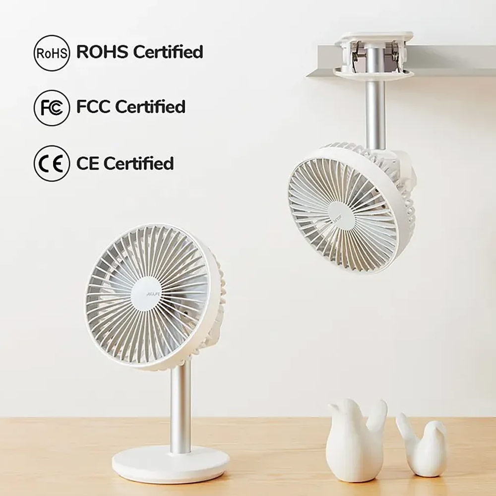 Picture of JISULIFE Malaysia Clip On  Desk Fan Portable Desktop Fan 4000mAh USB-C Rechargeable for Office Room Travel Outdoor Indoor FA7B (Silver)