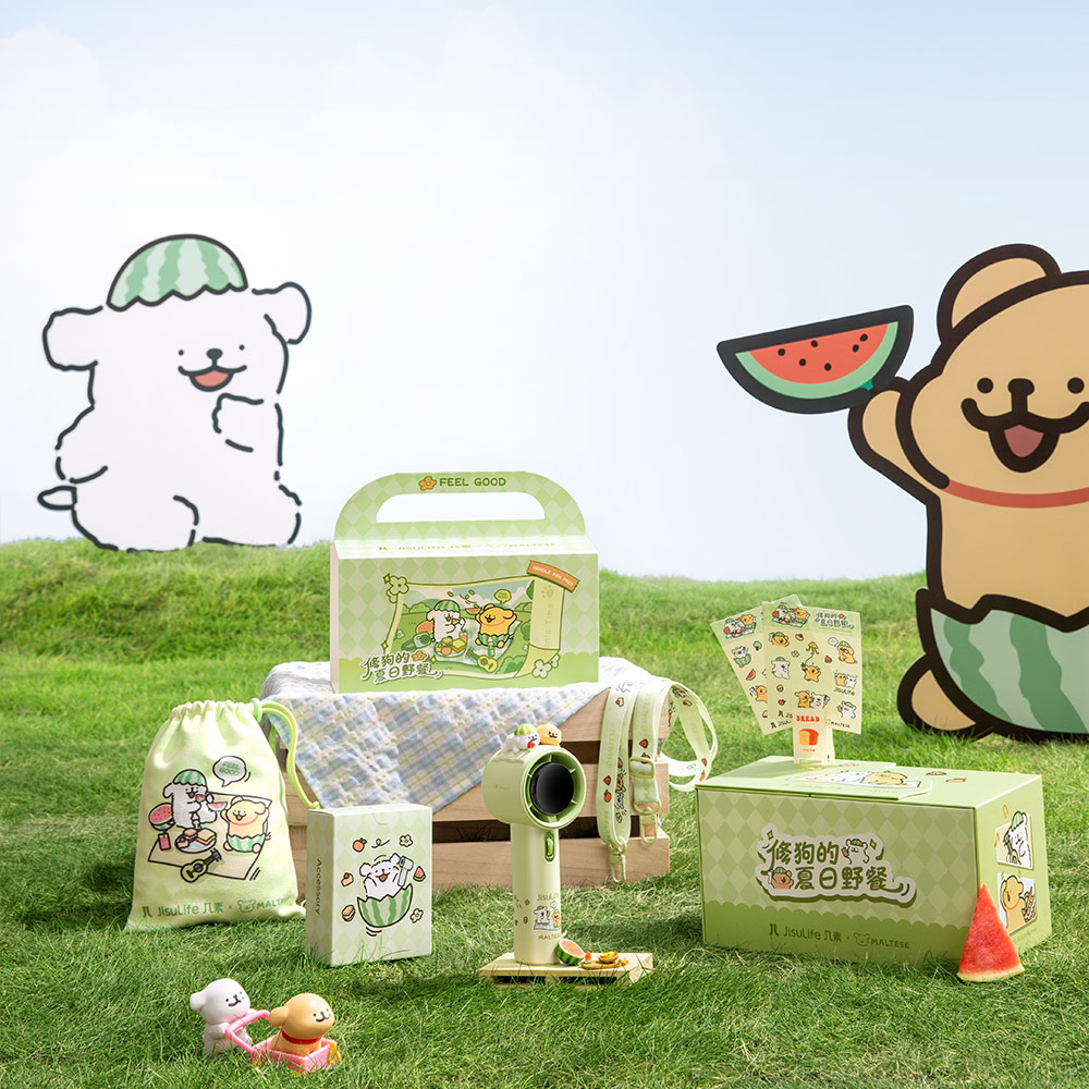Picture of Jisulife Limited Edition Gift Idea Box Maltese Dog 100 Speed Control Wide Wind Portable Handheld Fan Kipas Pegang Tangan Angin Kuat