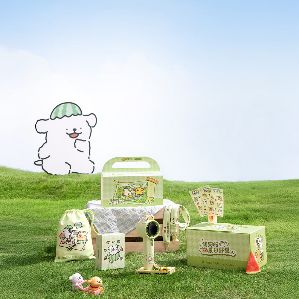 Picture of Jisulife Limited Edition Gift Idea Box Maltese Dog 100 Speed Control Wide Wind Portable Handheld Fan Kipas Pegang Tangan Angin Kuat