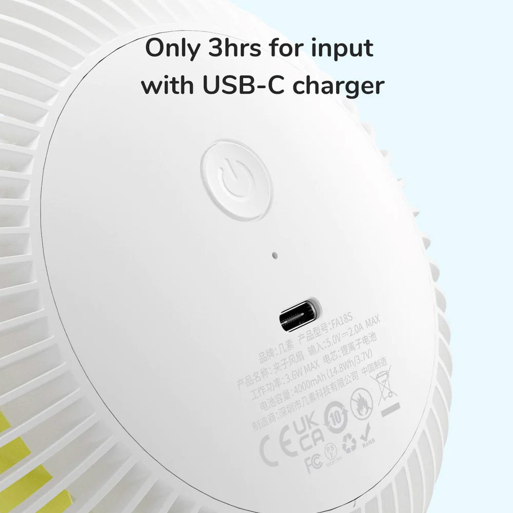 Picture of Jisulife Malaysia Child Safe Low Noise Removeable Washable 360 Rotatable 4 Speed Mode Desktop Hang Clip Fan Rechargeable 4000mAh For Home Office Outdoor Travel Portable Children Baby Stroller FA18S (White)