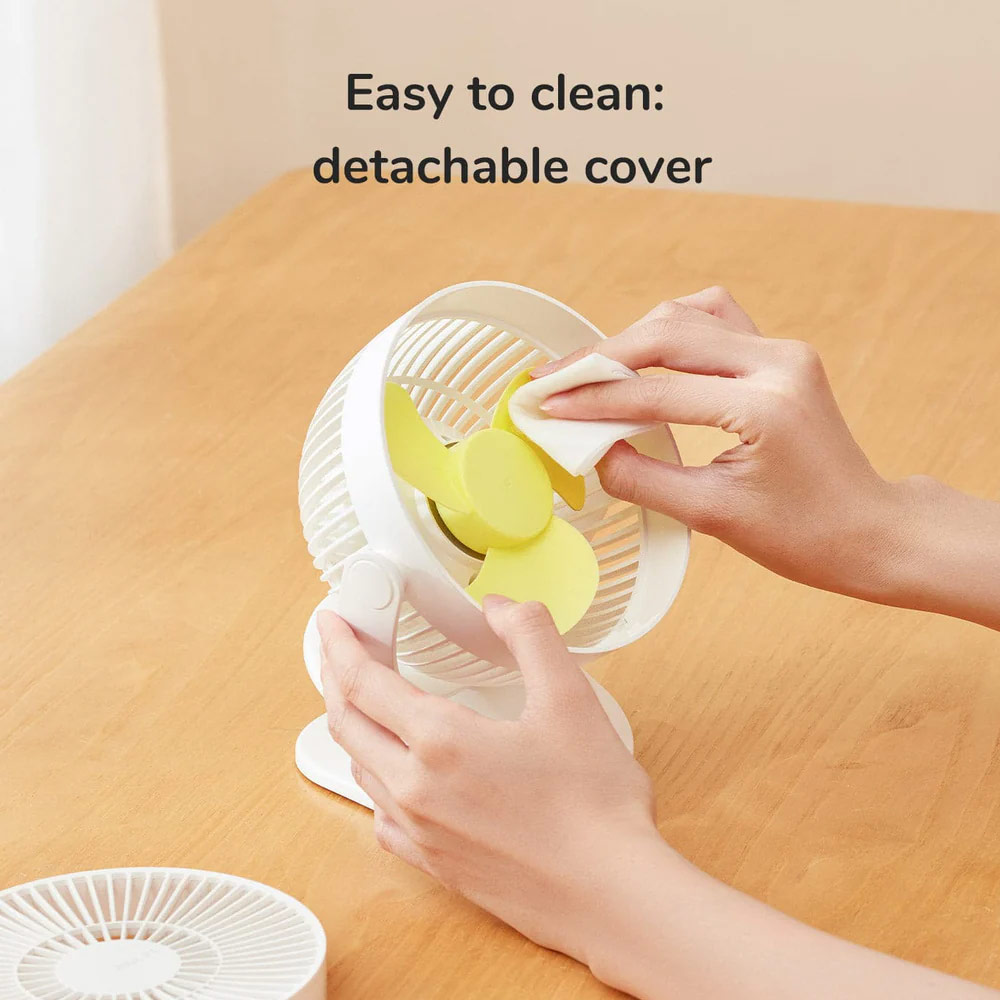 Picture of Jisulife Malaysia Child Safe Low Noise Removeable Washable 360 Rotatable 4 Speed Mode Desktop Hang Clip Fan Rechargeable 4000mAh For Home Office Outdoor Travel Portable Children Baby Stroller FA18S (White)