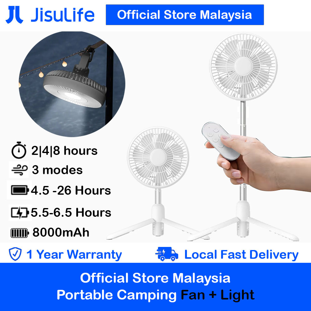 Picture of JISULIFE Malaysia Camp Fan Pro 1Multifunction Convertible Camping Portable Adjsutable Rechargeable Light Lamp Rotatable Stand Desk Fan for Office Room Travel Outdoor Indoor Picnic Camping (White) Red Design- Red Design Cases, Red Design Covers, iPad Cases and a wide selection of Red Design Accessories in Malaysia, Sabah, Sarawak and Singapore 