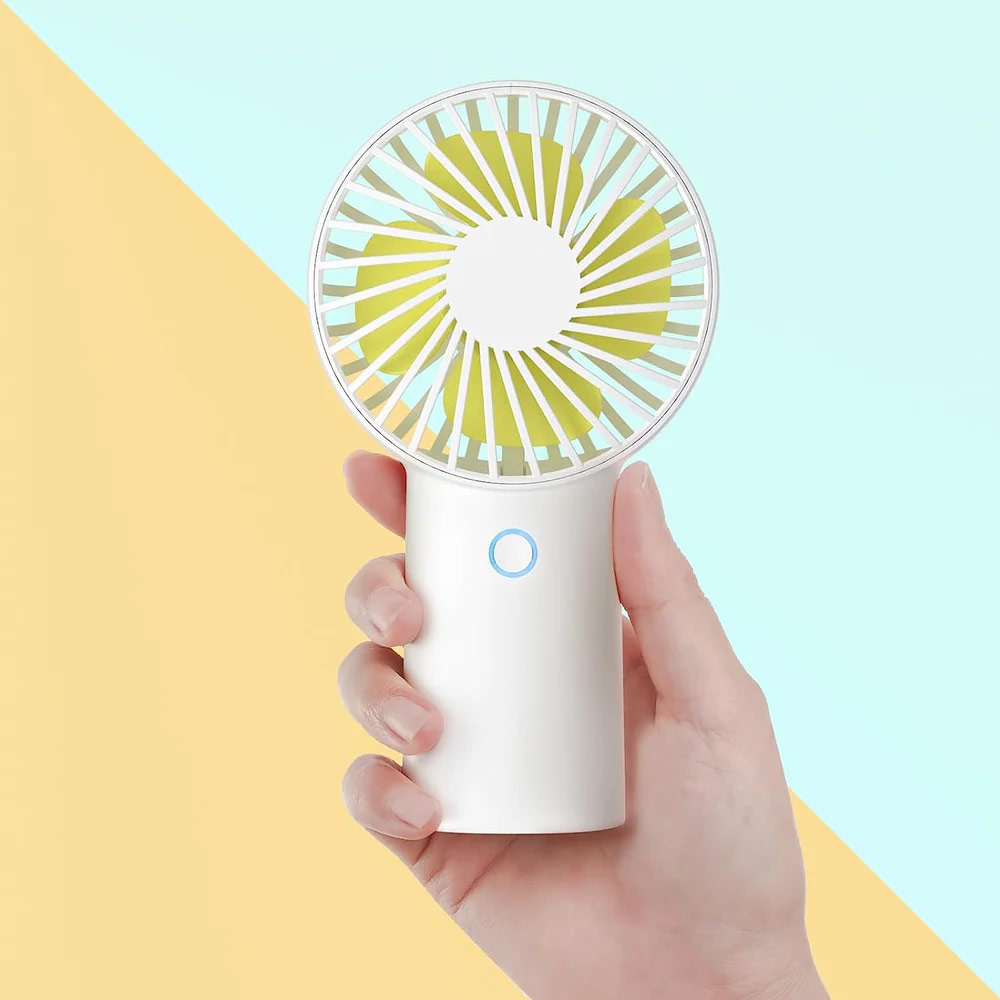 Picture of Jisulife Malaysia 3 Speed Wind Portable Rechargeable 6000mAh Handheld Fan for Outdoor Badminton Court Concert Picnic Camping (White)