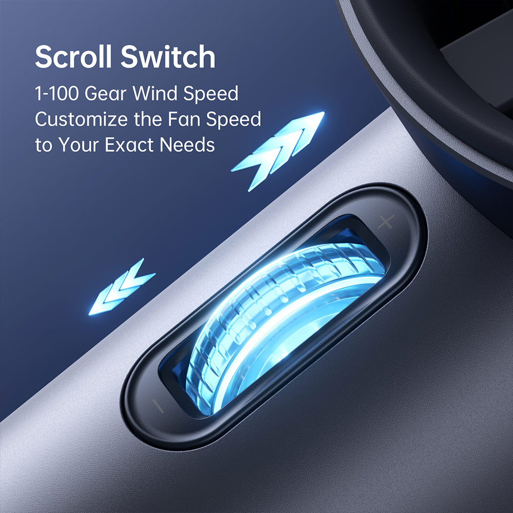 Picture of Jisulife Malaysia Super Power 100 Speed Turbo Strong Wind Portable Fast Charge Rechargeable  3600mAh Hidden Blade High Quality Handheld Mini Fan for Outdoor Indoor Badminton Court Concert Picnic Camping FA53ABS (Blue)