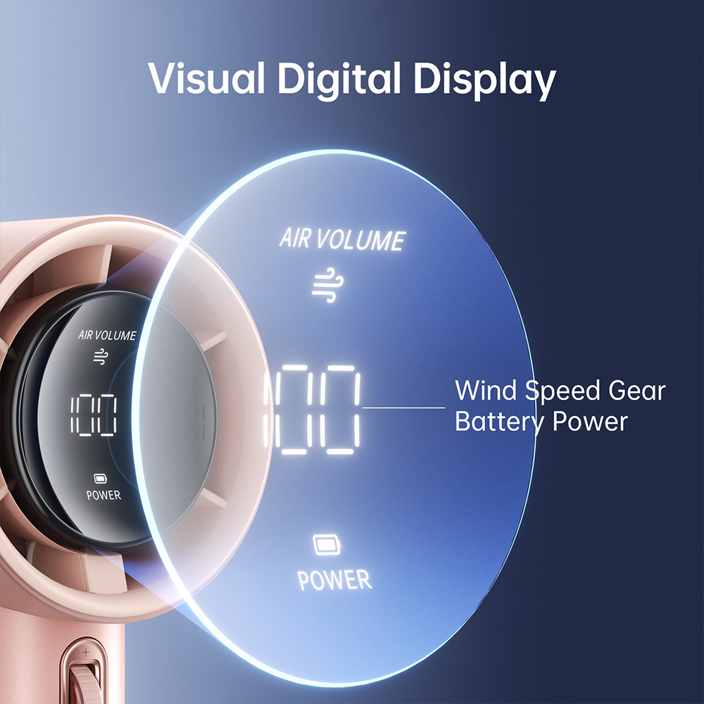 Picture of Jisulife Malaysia Super Power 100 Speed Turbo Strong Wind Portable Fast Charge Rechargeable 3600mAh Hidden Blade High Quality Handheld Mini Fan for Outdoor Indoor Badminton Court Concert Picnic Camping FA53ABS (Pink)