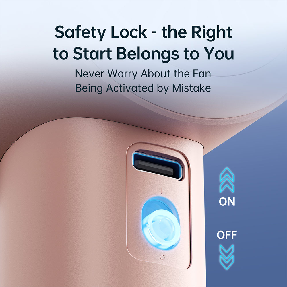 Picture of Jisulife Malaysia Super Power 100 Speed Turbo Strong Wind Portable Fast Charge Rechargeable 3600mAh Hidden Blade High Quality Handheld Mini Fan for Outdoor Indoor Badminton Court Concert Picnic Camping FA53ABS (Pink)