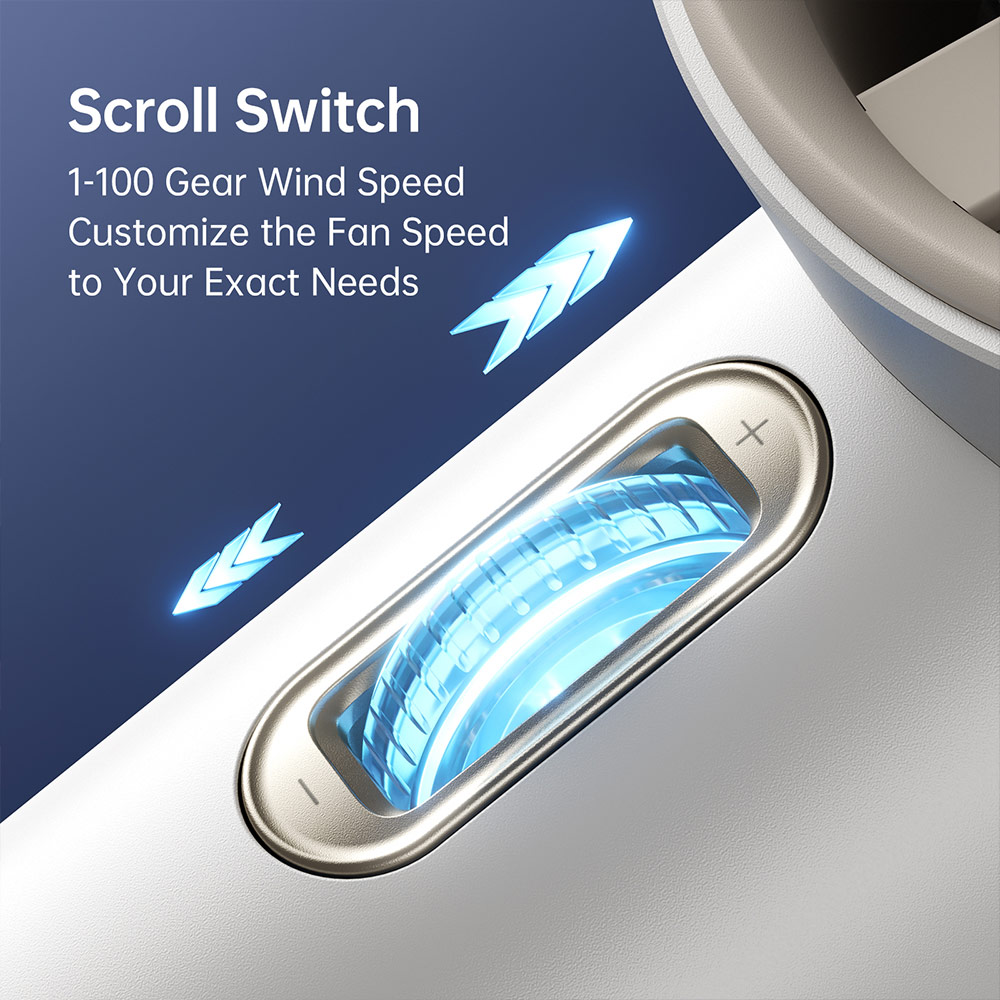 Picture of Jisulife Malaysia Super Power 100 Speed Turbo Strong Wind Portable Fast Charge Rechargeable 3600mAh Hidden Blade High Quality Handheld Mini Fan for Outdoor Indoor Badminton Court Concert Picnic Camping FA53ABS (White)