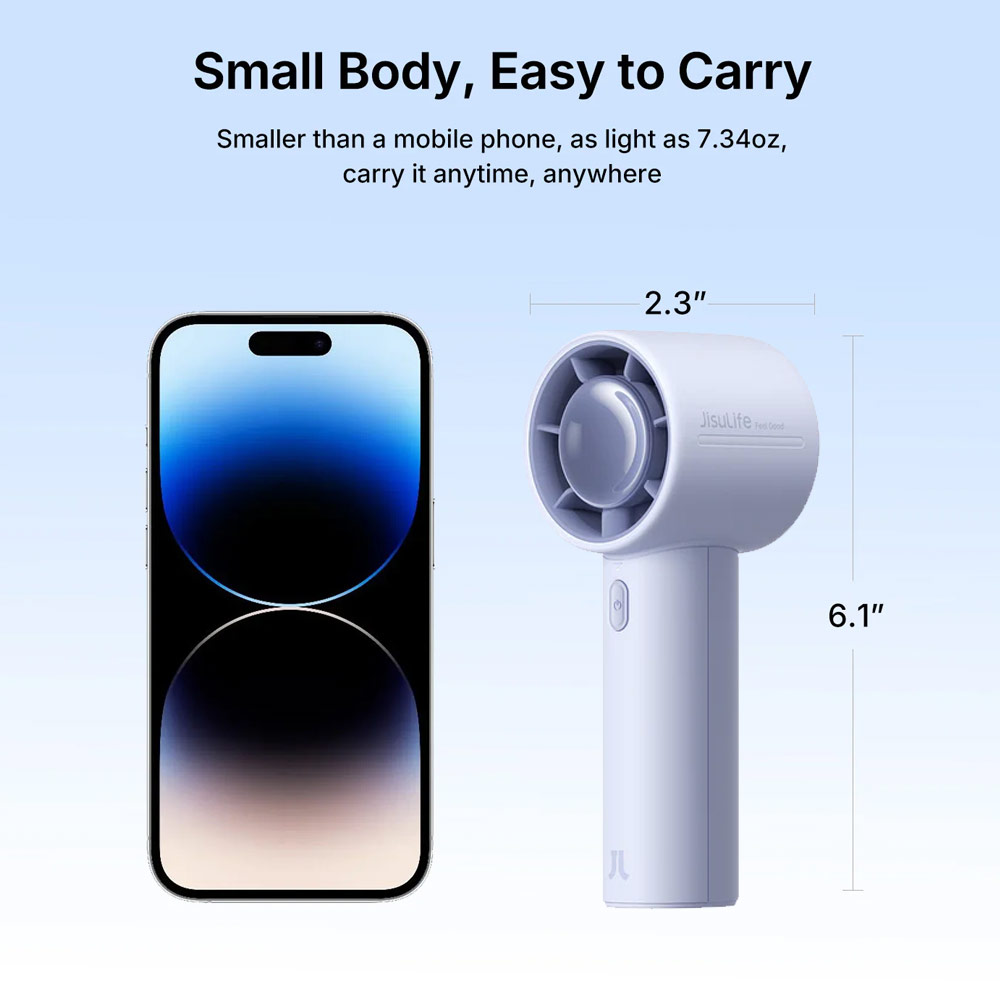 Picture of Jisulife Life 10 Portable Handheld Fan 5 Speed Mode Easy Carry Turbo Wind Speed Fan Kipas Jisulife (Gray)