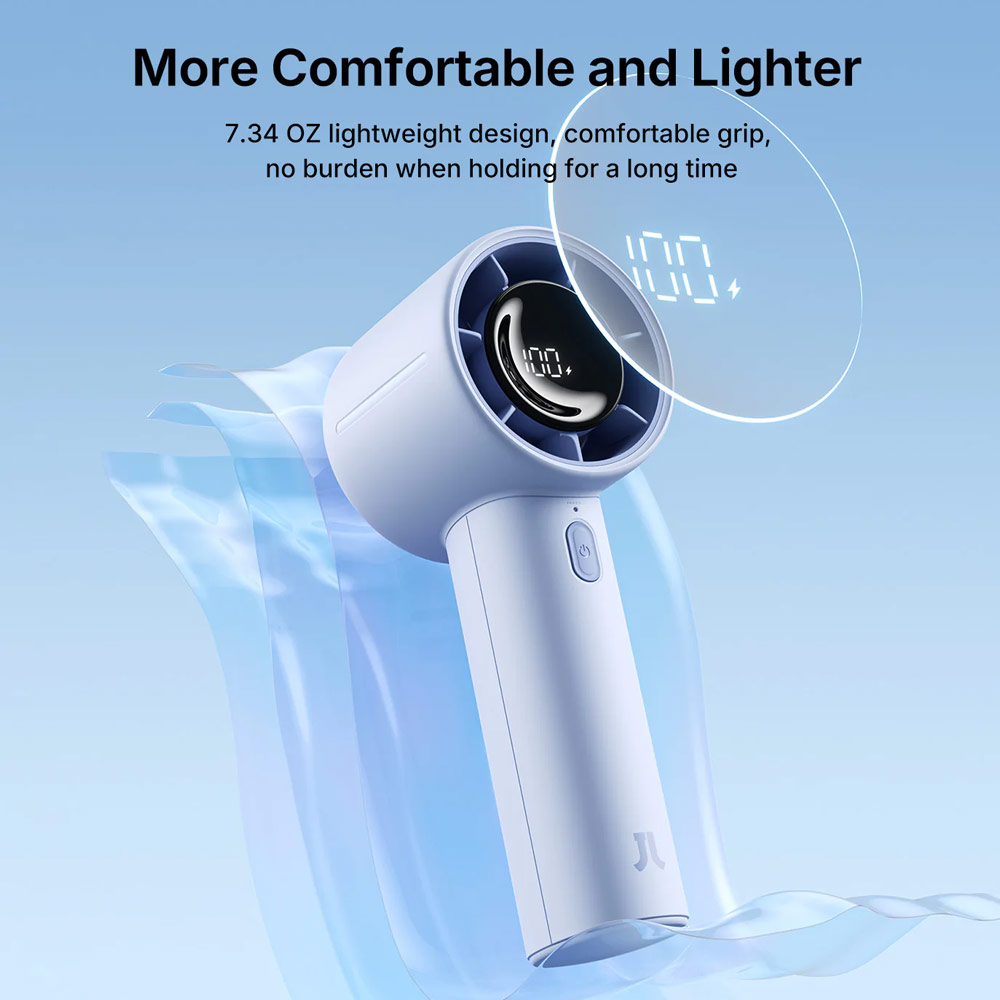 Picture of Jisulife Life 10S Portable Handheld Fan 5 Speed Mode LED Display Easy Carry Turbo Wind Speed Fan Kipas Jisulife (Blue)