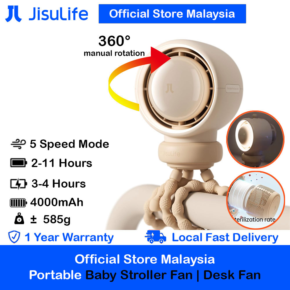 Picture of Jisulife Malaysia Life2 Child Baby Safe Stroller Car Seat Rotatable Flexible Tripod Rechargeable Bladeless Fan (Brown) Red Design- Red Design Cases, Red Design Covers, iPad Cases and a wide selection of Red Design Accessories in Malaysia, Sabah, Sarawak and Singapore 