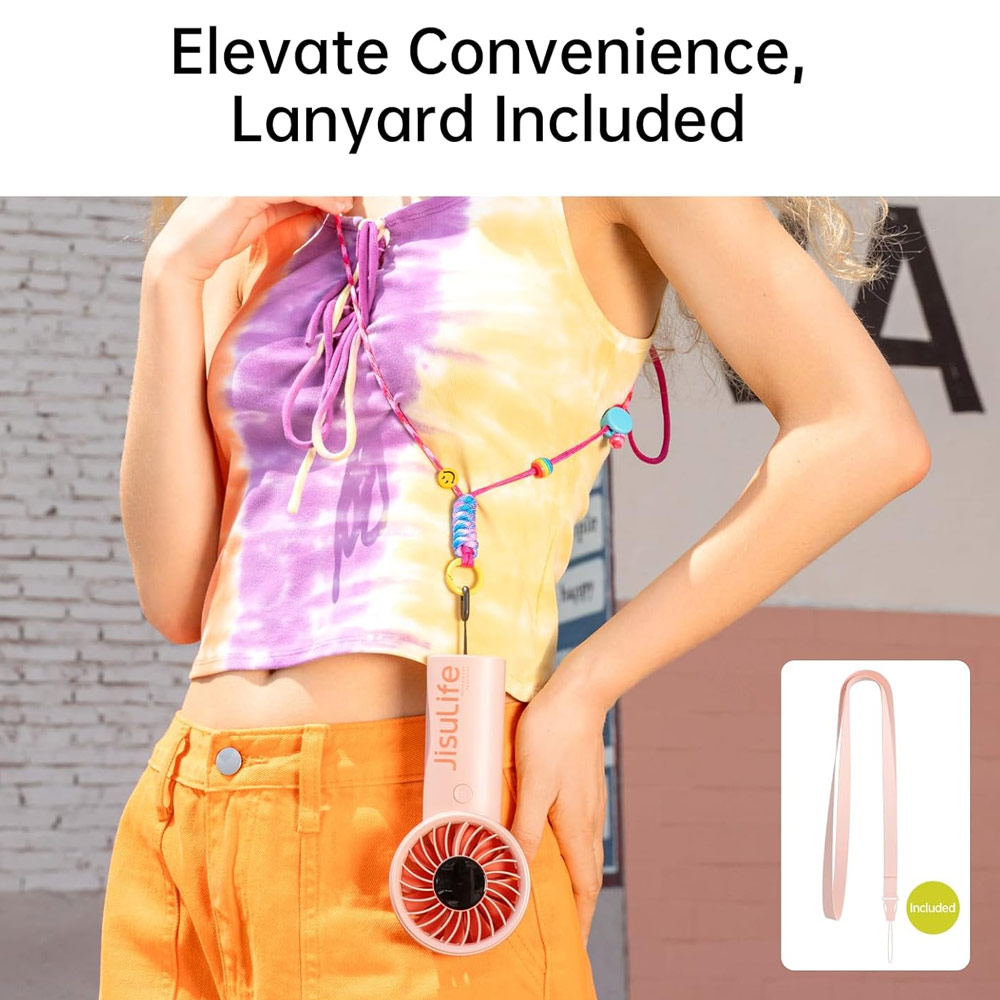 Picture of Jisulife Malaysia Powerful Handheld Fan Life4 Powerful Portable Fan with LED Display (3600mAh Pink)