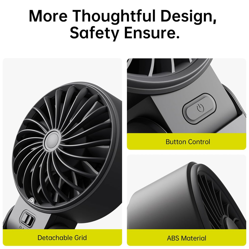 Picture of Jisulife  Malaysia 3 in 1 Handheld Fan Life7 Powerful Portable Fan with LED Display Foldable as Desk Fan Hangable as Neck Fan (5000mAh Black)