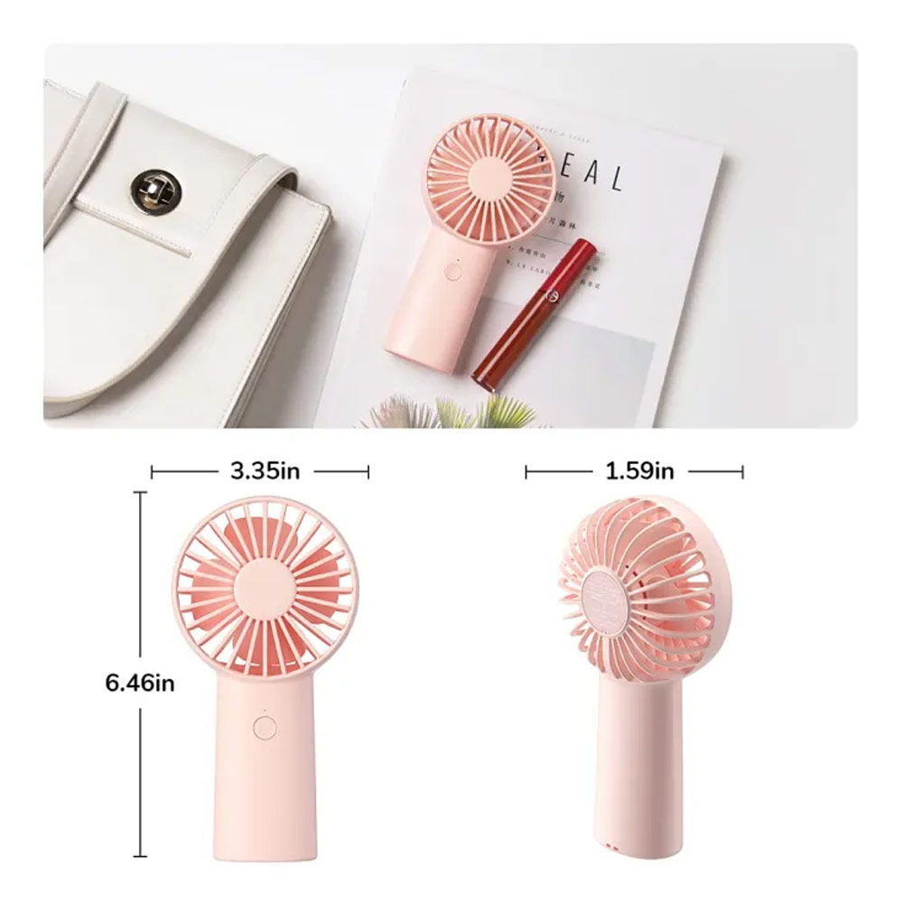 Picture of Jisulife Malaysia 3 Speed Wind Handheld Fan Portable Rechargeble 4000mAh Fan Kipas for Home Office Travel Outdoor Indoor Activity (Pink)