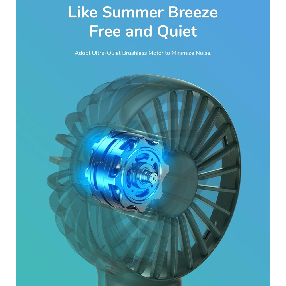 Picture of Jisulife Malaysia Mini Pocket Tiny Size Handheld Fan Portable Rechargeable 2000mAh for Outdoor Indoor Badminton Court Concert FA20 (Green)