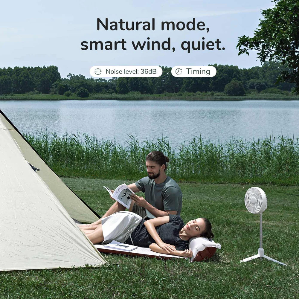 Picture of JISULIFE Malaysia Camp Fan Pro 1Multifunction Convertible Camping Portable Adjsutable Rechargeable Light Lamp Rotatable Stand Desk Fan for Office Room Travel Outdoor Indoor Picnic Camping (White)