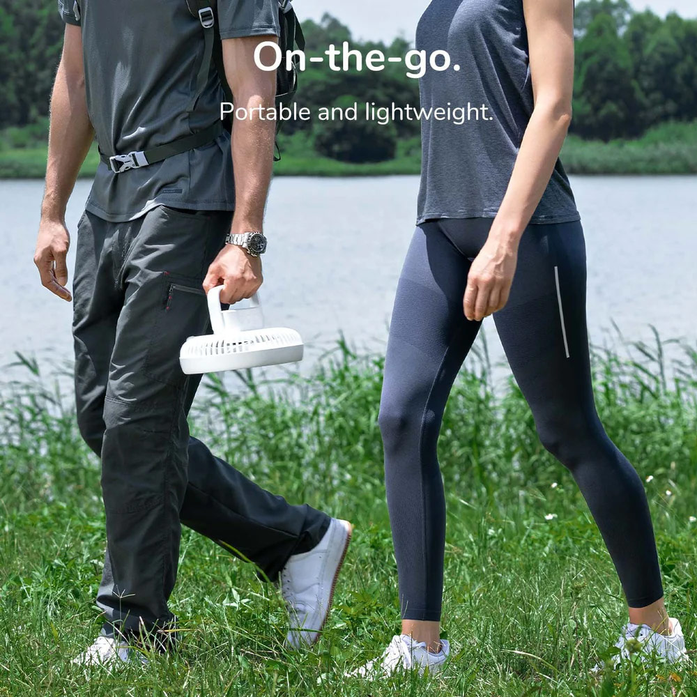 Picture of JISULIFE Malaysia Camp Fan Pro 1Multifunction Convertible Camping Portable Adjsutable Rechargeable Light Lamp Rotatable Stand Desk Fan for Office Room Travel Outdoor Indoor Picnic Camping (White)